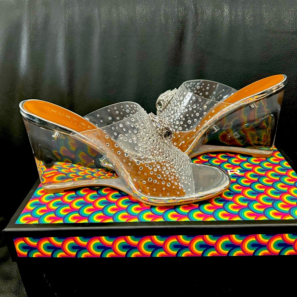 Kurt Geiger Glitter Wedge Shoes with Transparent Lucite heel